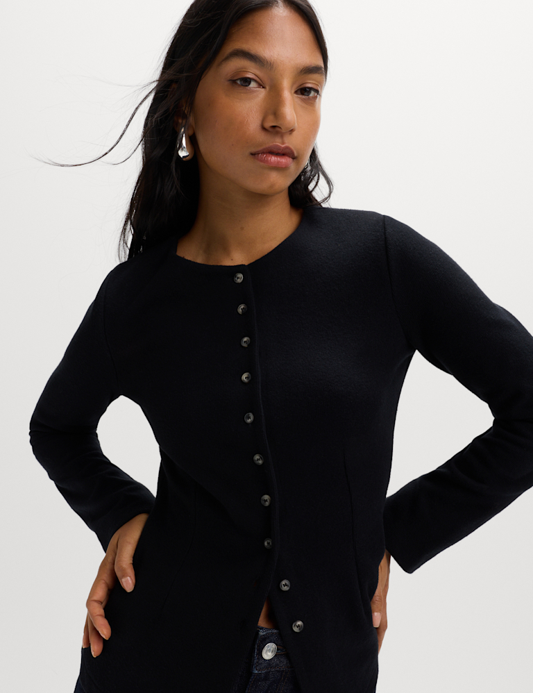 Cosy Crew Neck Slim Fit Cardigan