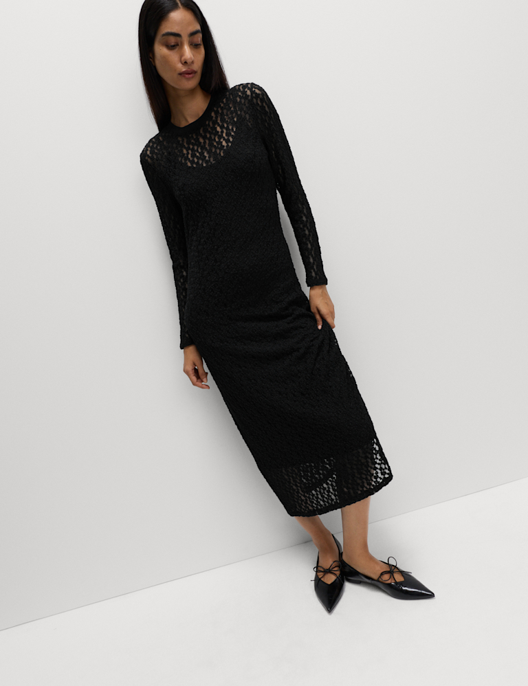 Jersey Knitted Lace Midaxi Dress