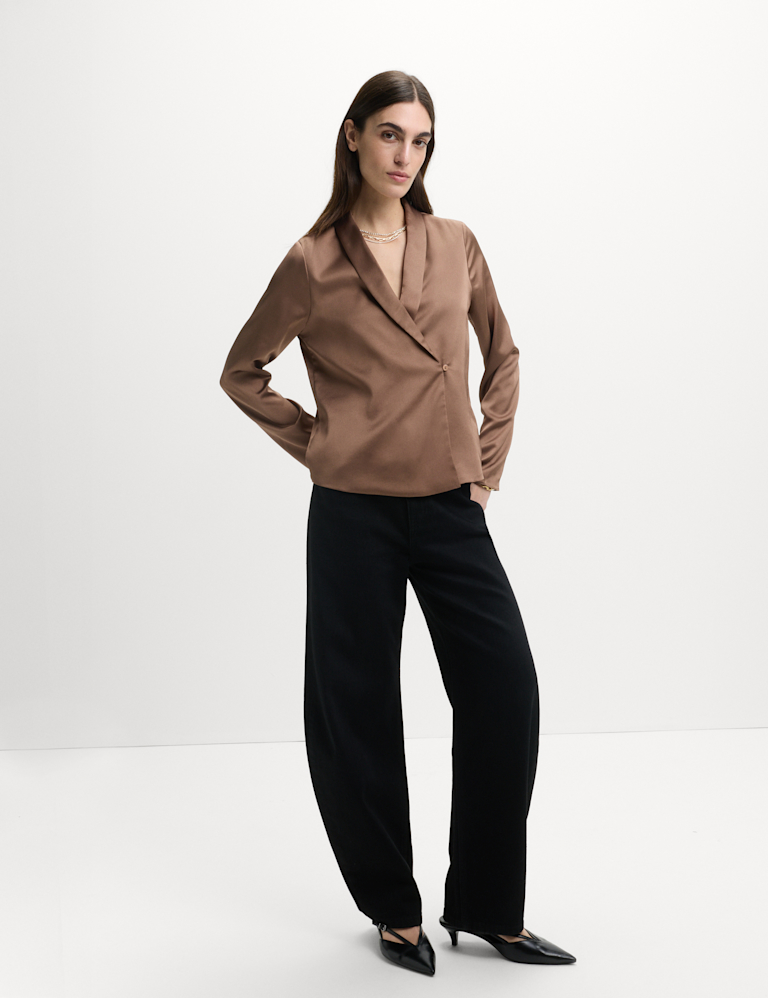 Satin Shawl Collar Shirt