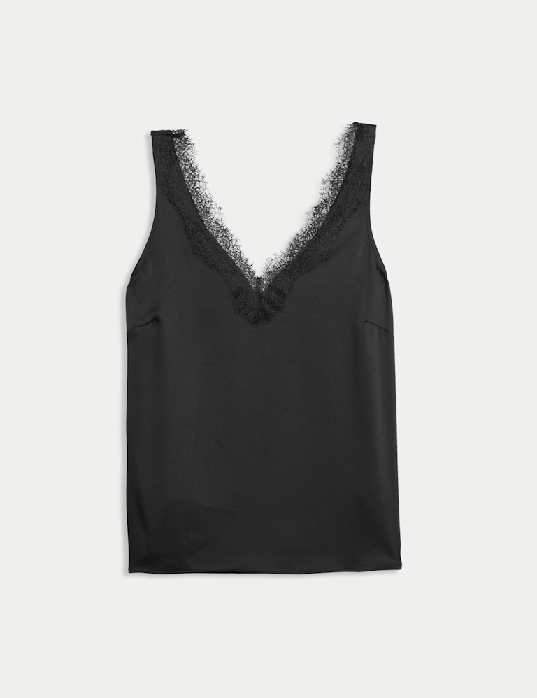 Satin Lace Insert Cami Top