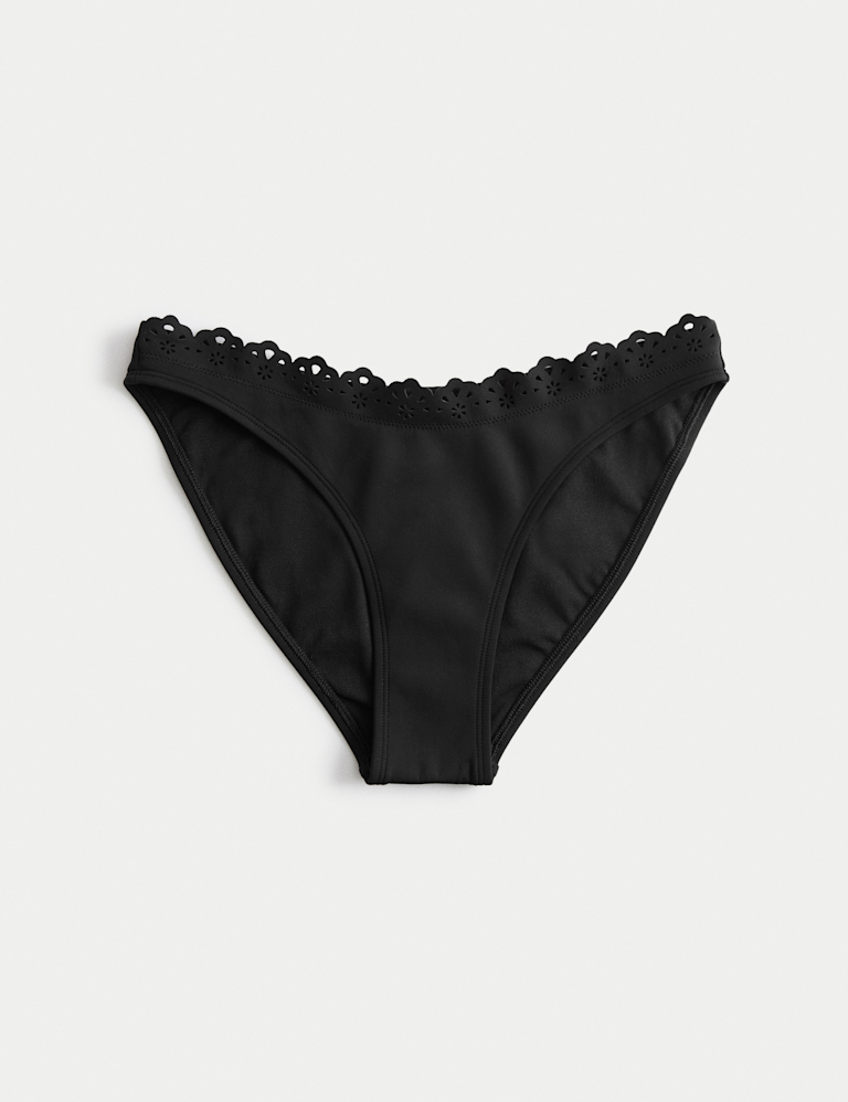 Sculpt Broderie Trim High Leg Bikini Bottoms