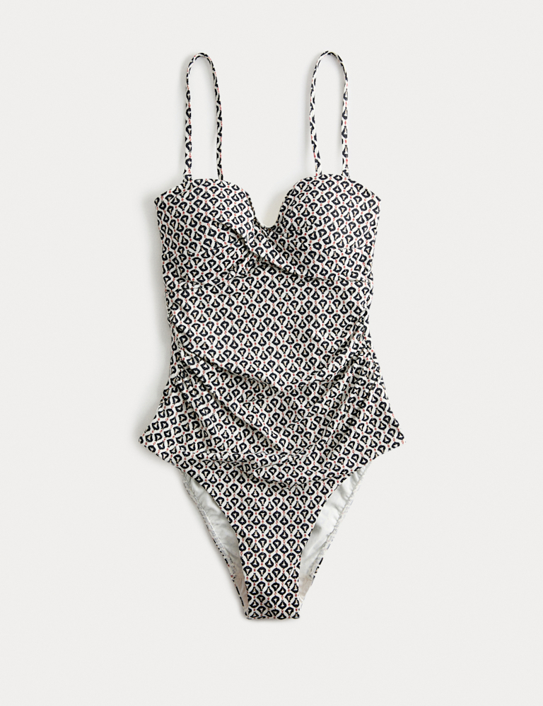 Tummy Control Printed Padded Bandeau Swimsuit