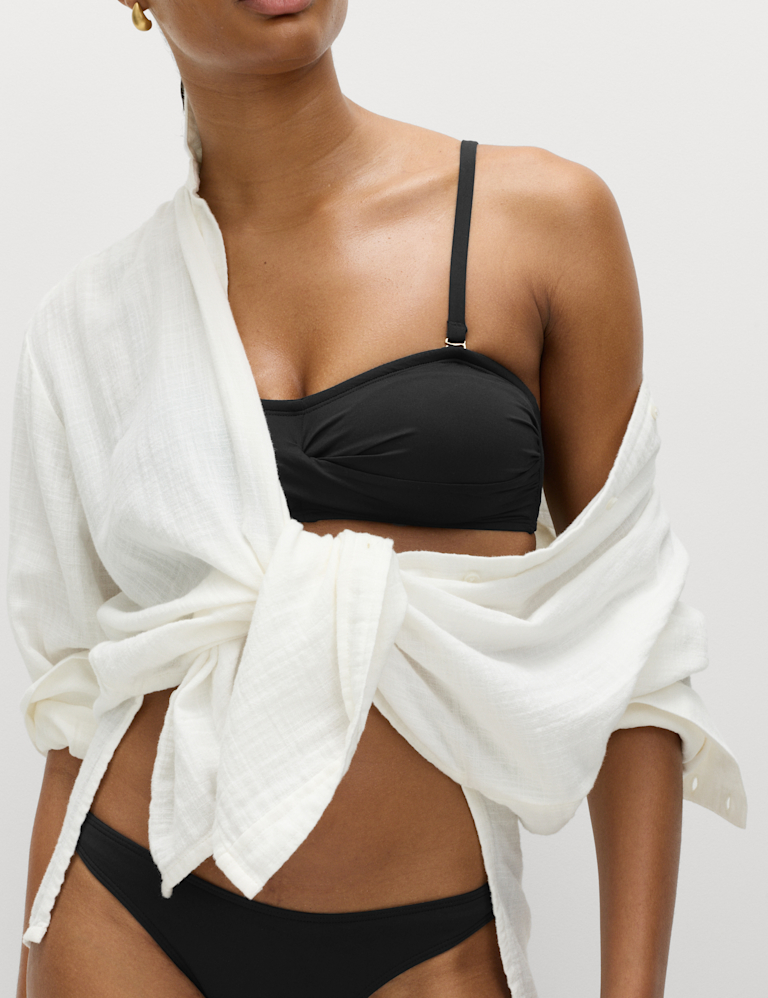 Padded Twist Front Bandeau Bikini Top