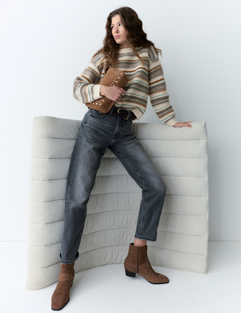 Striped Knitted Crew Neck Relaxed Jumper