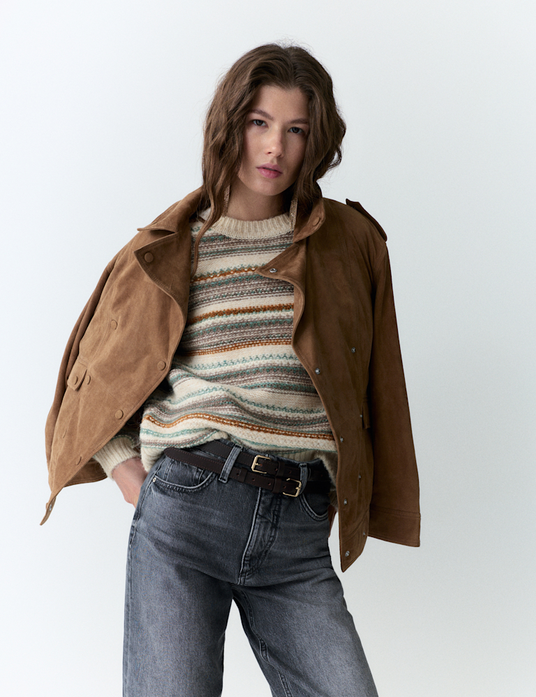 Striped Knitted Crew Neck Relaxed Jumper