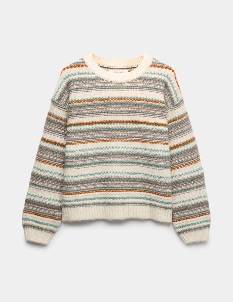 Striped Knitted Crew Neck Relaxed Jumper