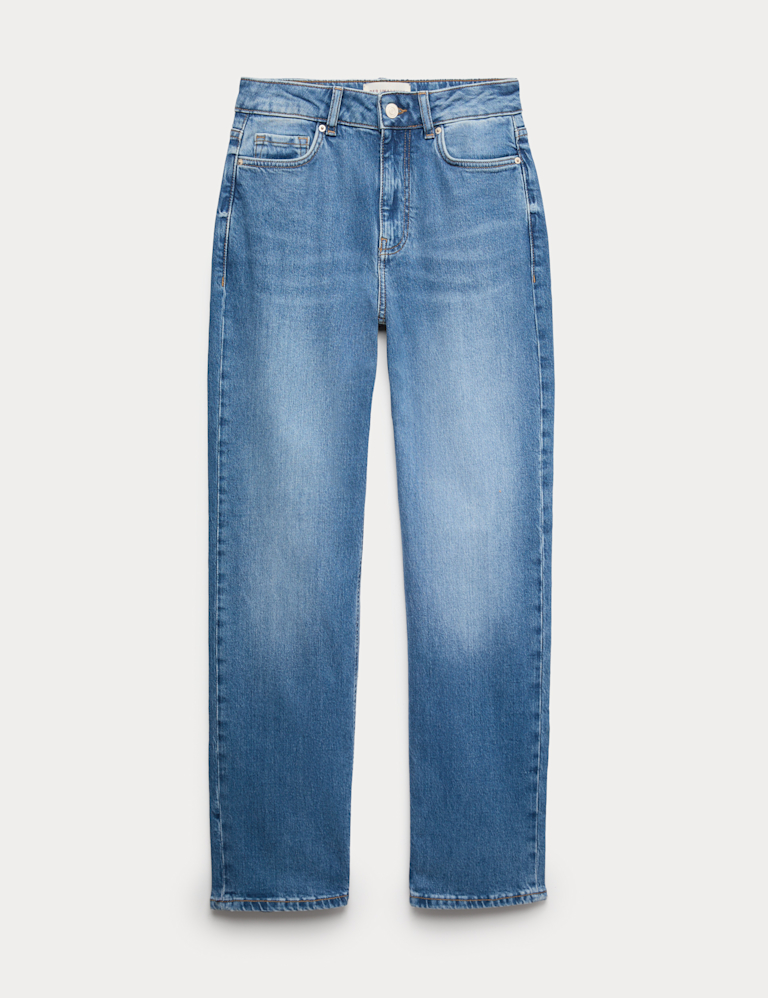 Mid Rise Straight Leg Ankle Grazer Jeans