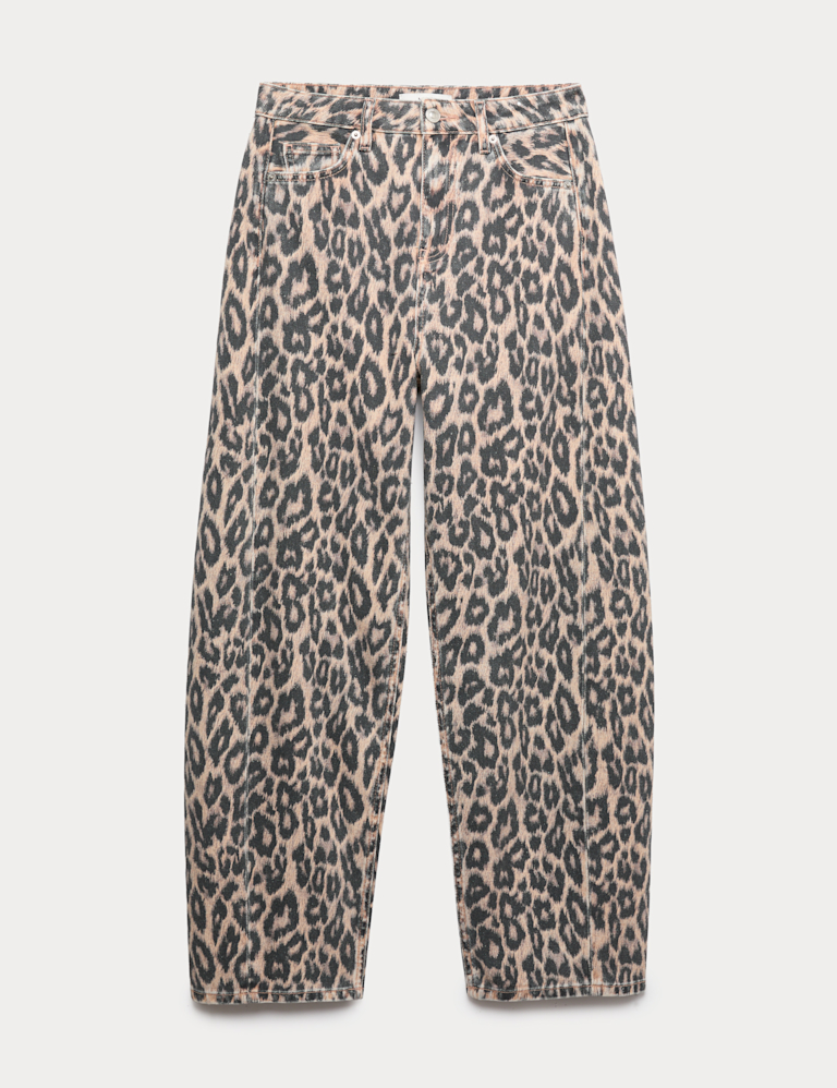 Mid Rise Animal Barrel Jeans