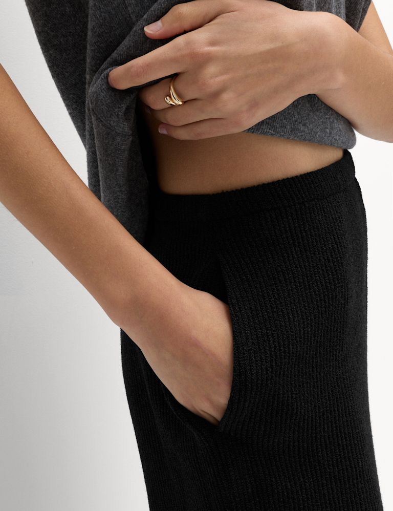 Brushed Rib Wide Leg Trousers