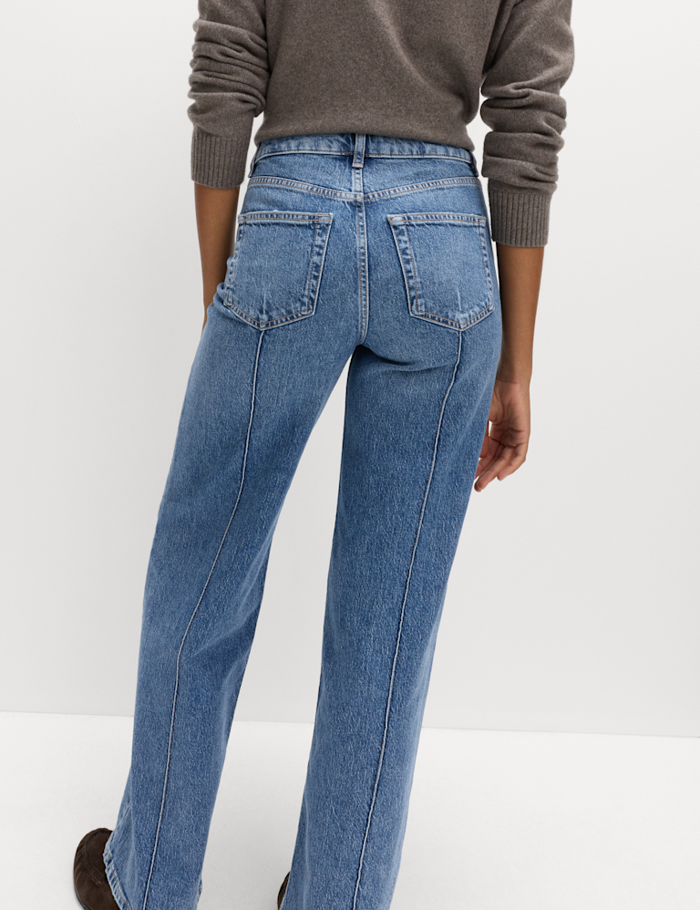 High Waisted Pintuck Wide Leg Jeans