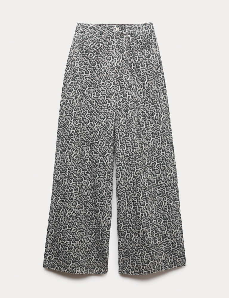 Animal Print Wide Leg Jeans