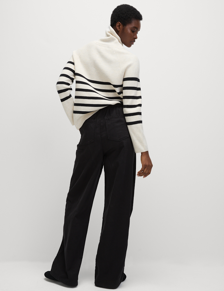 Denim Drawstring Wide-Leg Trousers