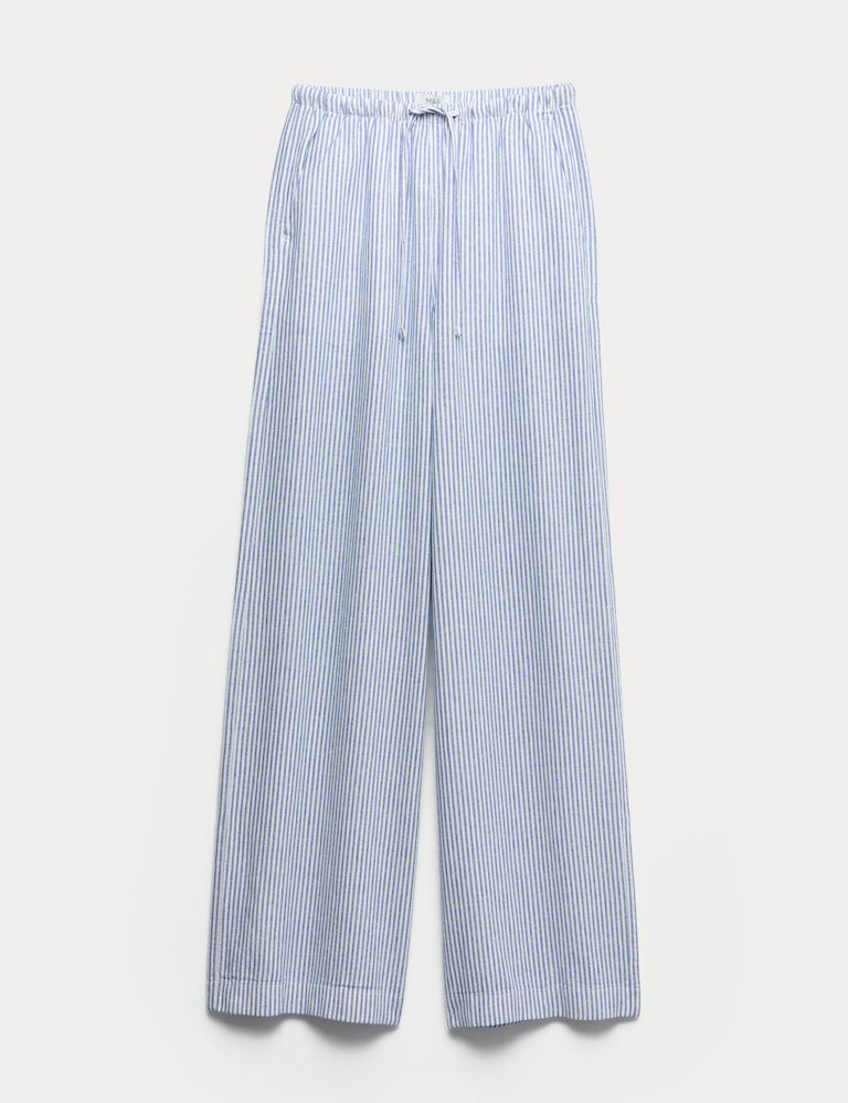 Linen Blend Wide Leg Trousers