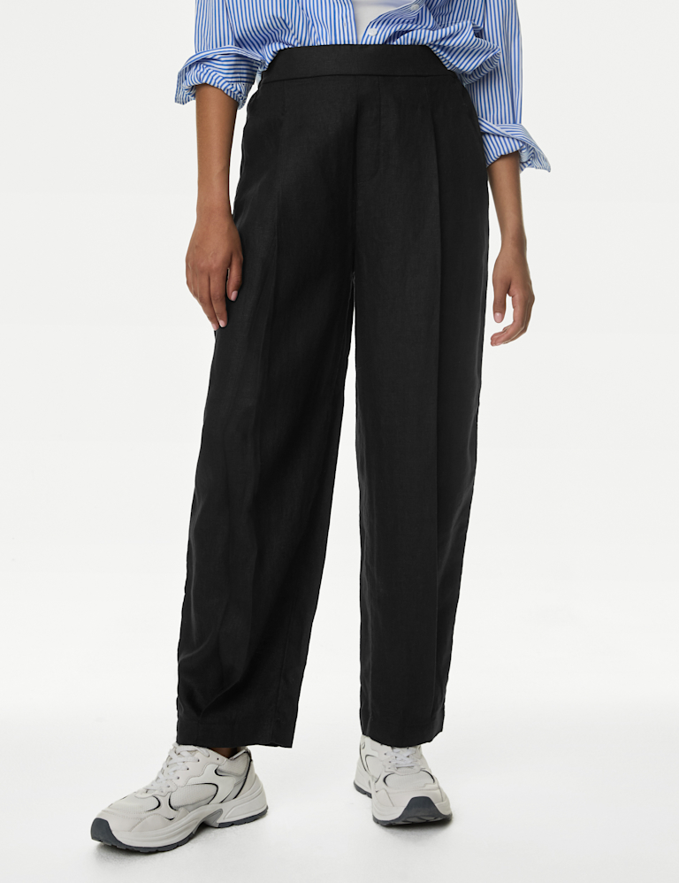Pure Linen Carrot Leg Trousers