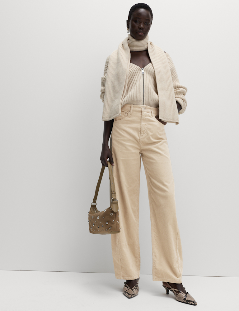 Cotton Rich Cord Carrot Leg Trousers