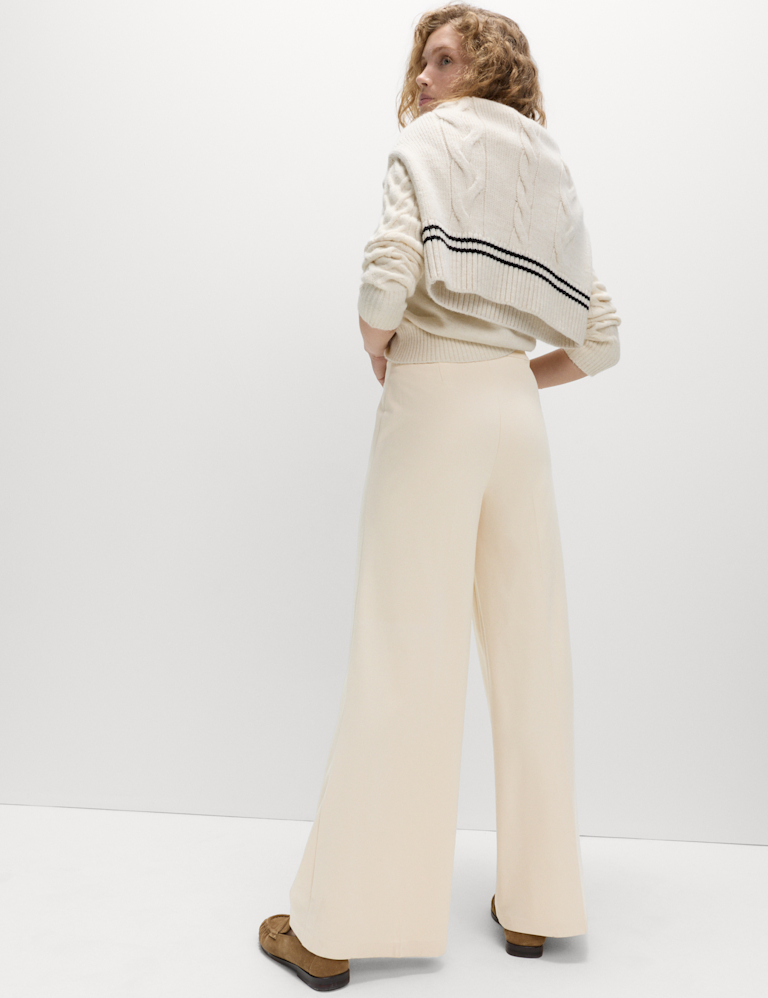 Jersey Wide Leg Trousers with Stretch