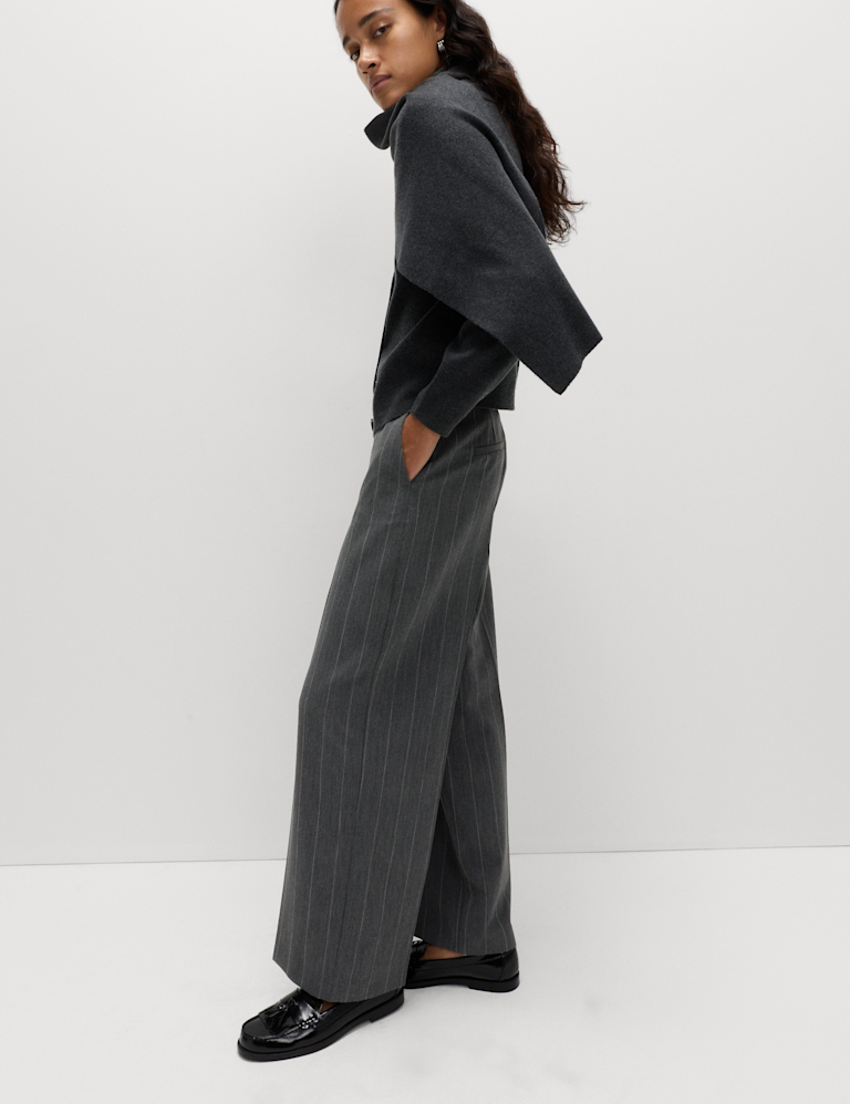 Pinstripe Wide Leg Trousers