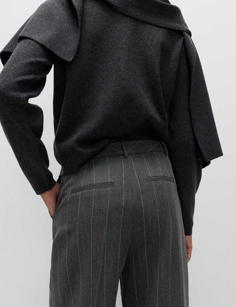 Pinstripe Wide Leg Trousers