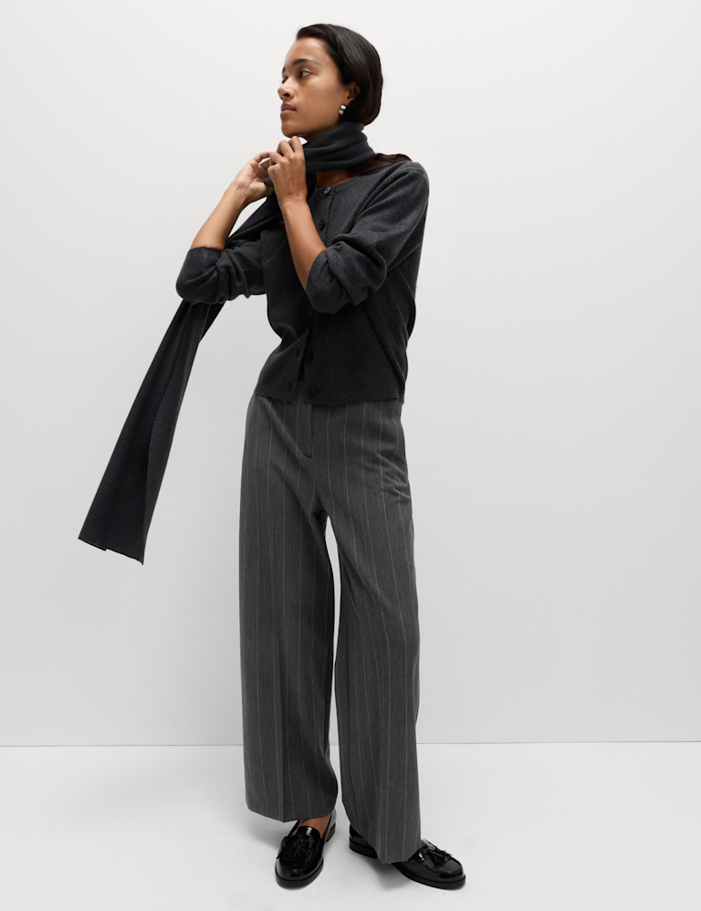 Pinstripe Wide Leg Trousers