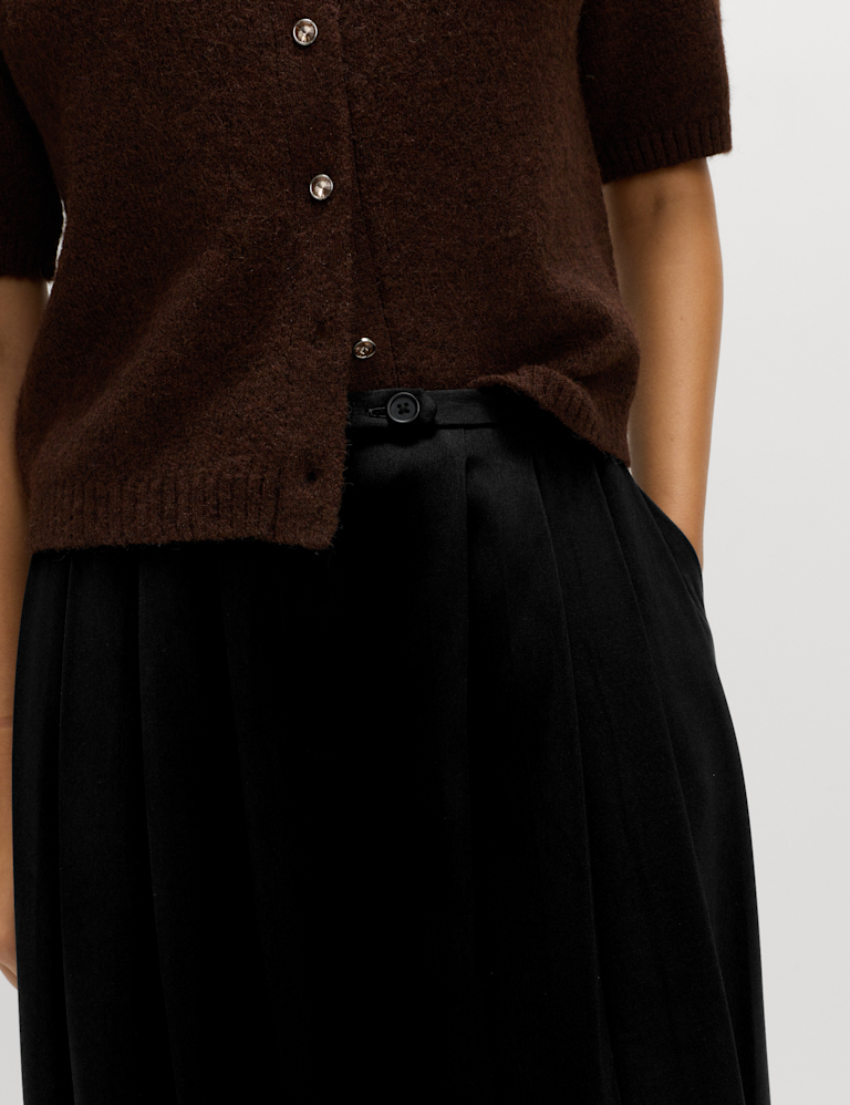 Satin Twill Triple Pleat Palazzo Trousers