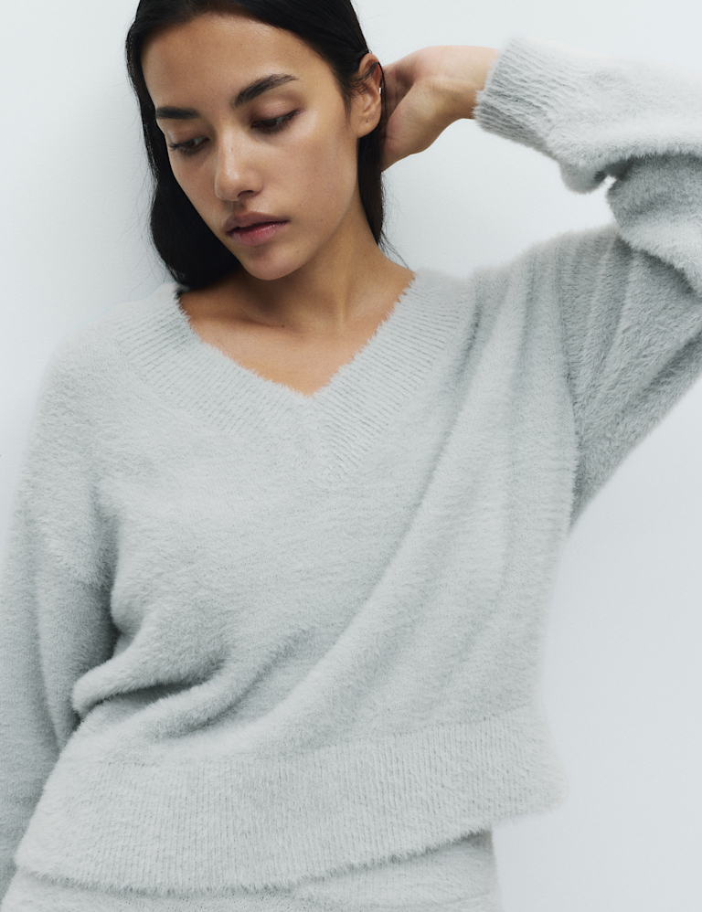 Feather Knit V-Neck Pyjama Top