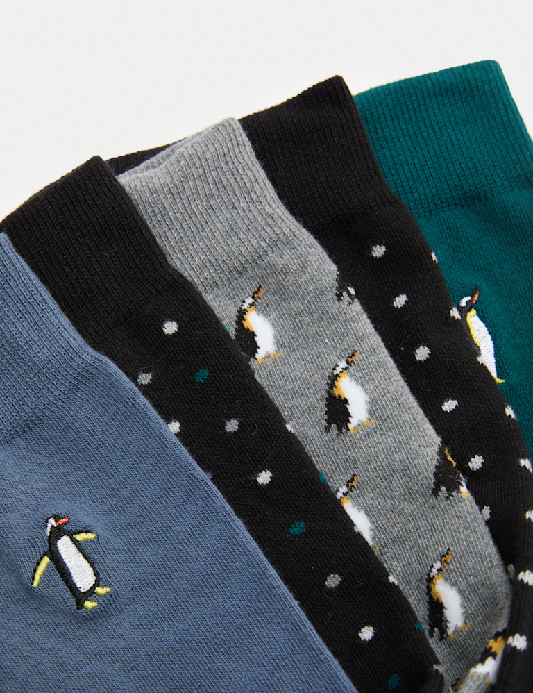 5 Pack Cool & Fresh™ Penguin Cotton Rich Socks
