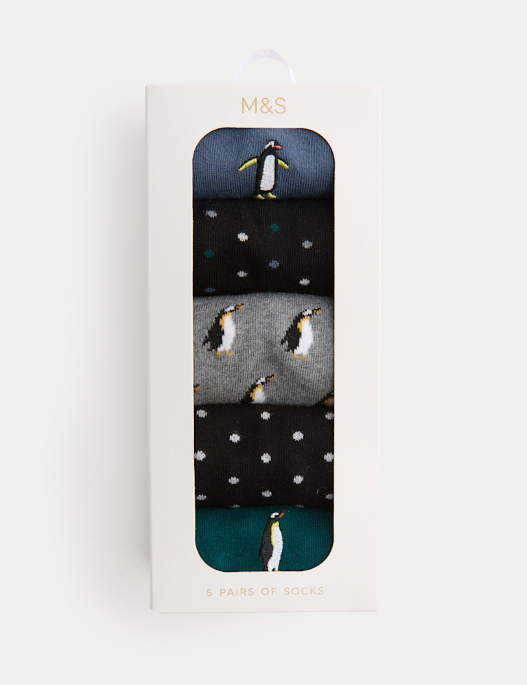 5 Pack Cool & Fresh™ Penguin Cotton Rich Socks