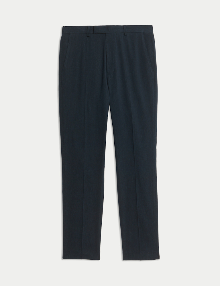 Tailored Fit Italian Performance Linen Blend Suit Trousers