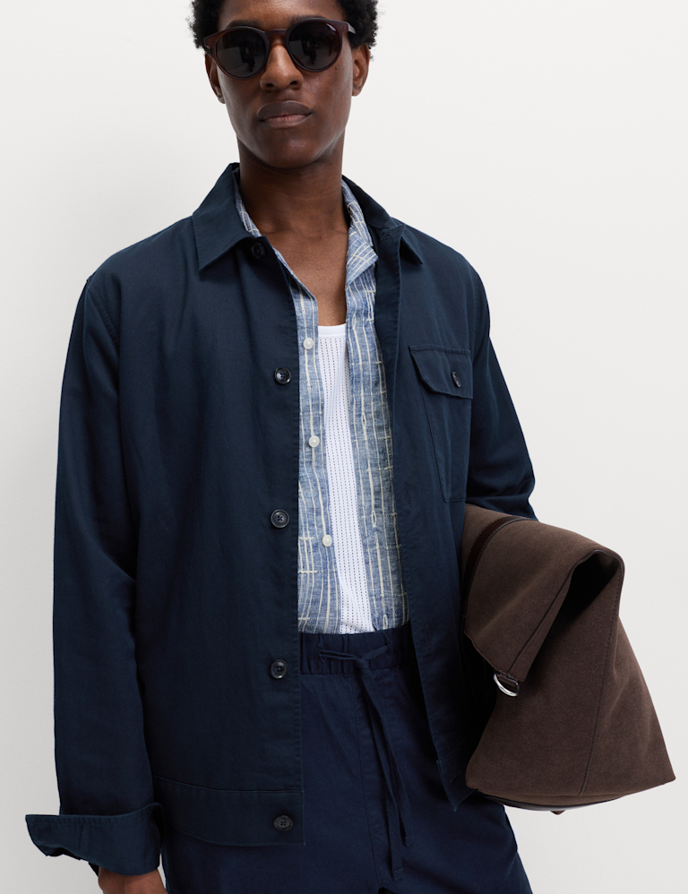 Cotton Linen Blend Overshirt