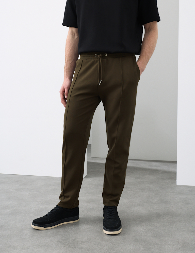 Cotton Rich Pintuck Straight Leg Joggers