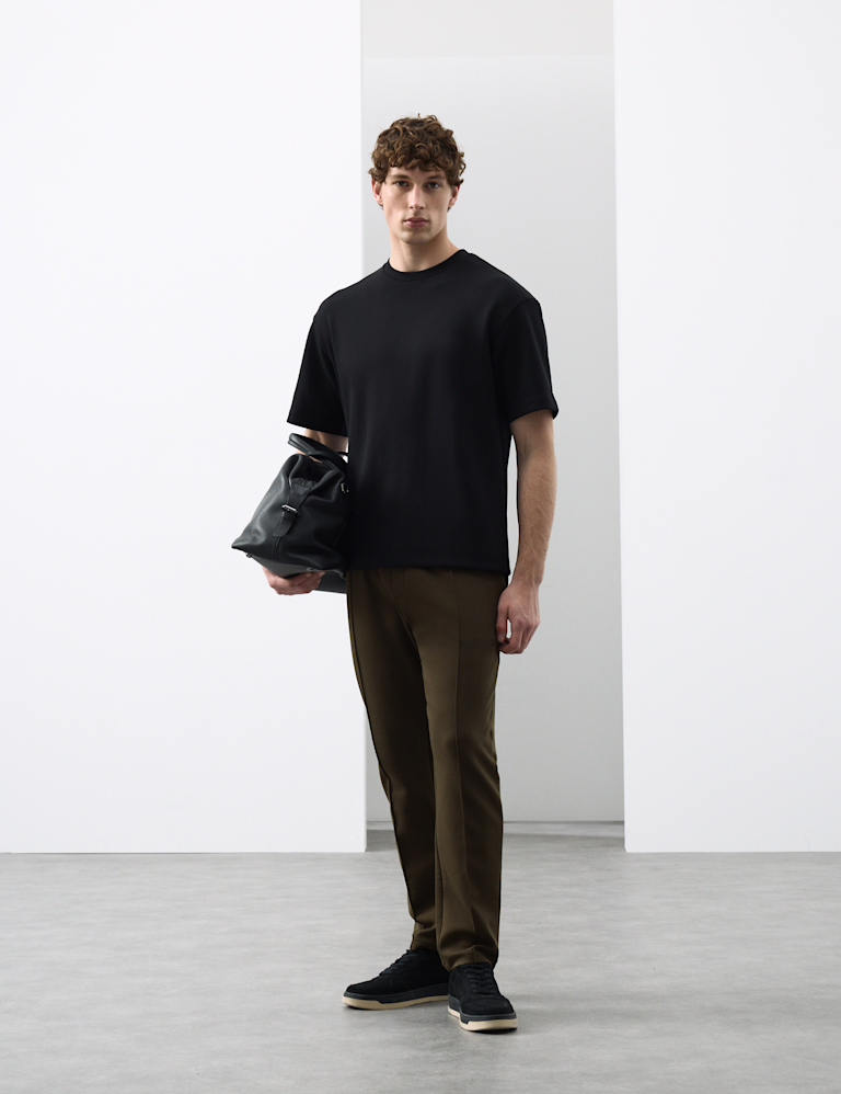 Cotton Rich Pintuck Straight Leg Joggers