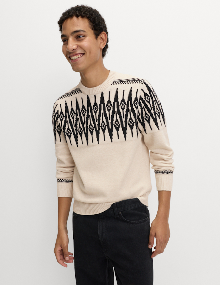 Cotton Blend Fair Isle Jumper
