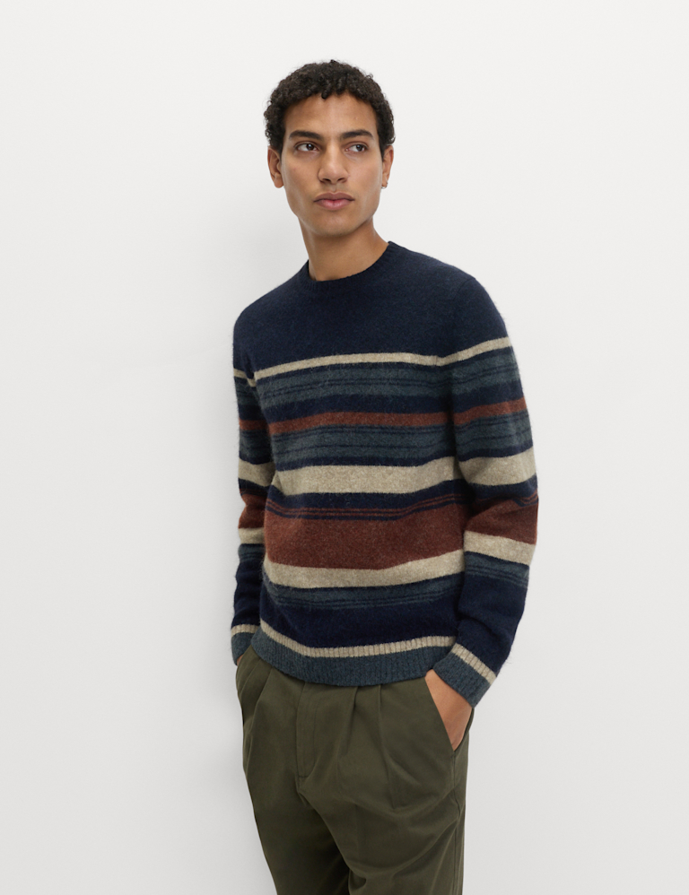 Hazy Striped Crew Neck Jumper with Wool