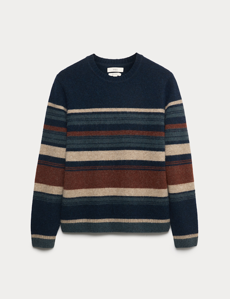 Hazy Striped Crew Neck Jumper with Wool