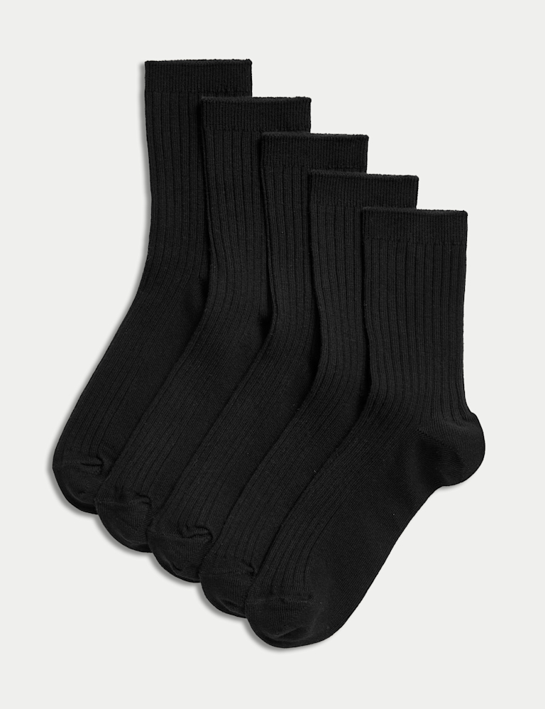 5 Pack of Ribbed School Socks
