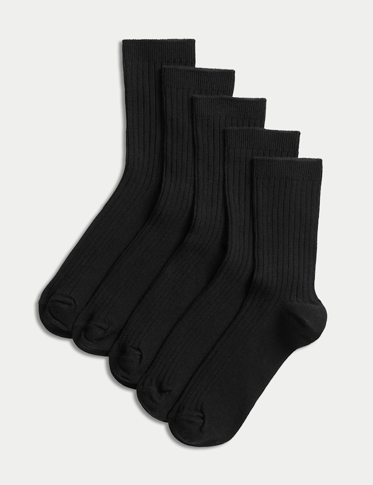 5 Pack of Ribbed School Socks