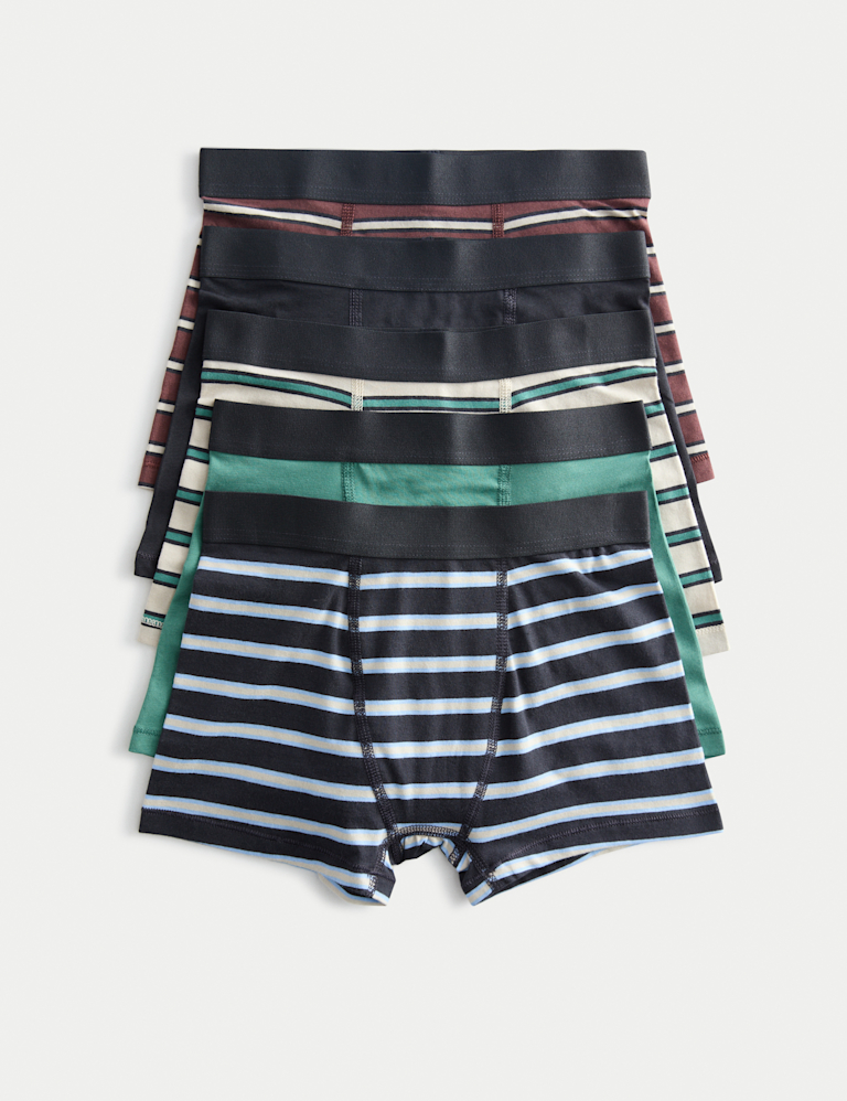 5 Pack Cotton Rich Striped Trunks (5-16 Yrs) 5 Pack Cotton Rich Striped Trunks (5-16 Yrs)