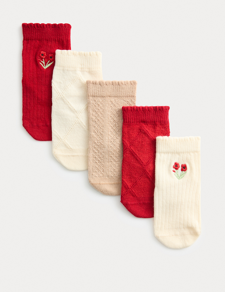 5 Pack Cotton Rich Floral Baby Socks (0 Mths – 3 Yrs)