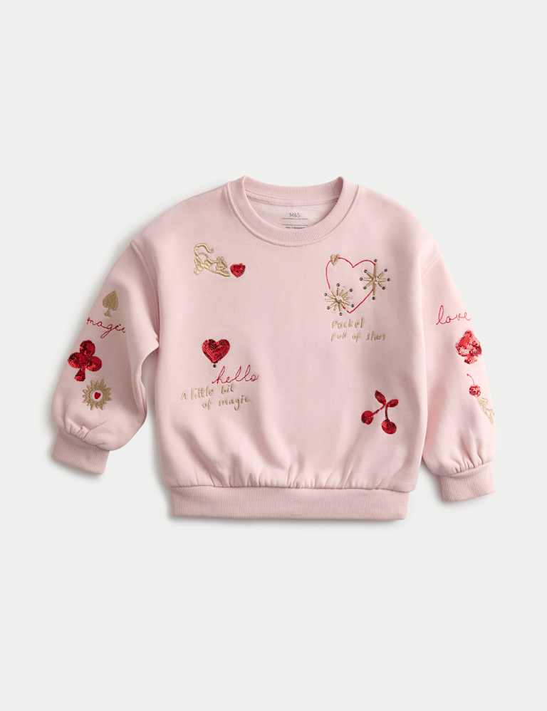 Cotton Rich Sequin Sweatshirt (2-10 Yrs)