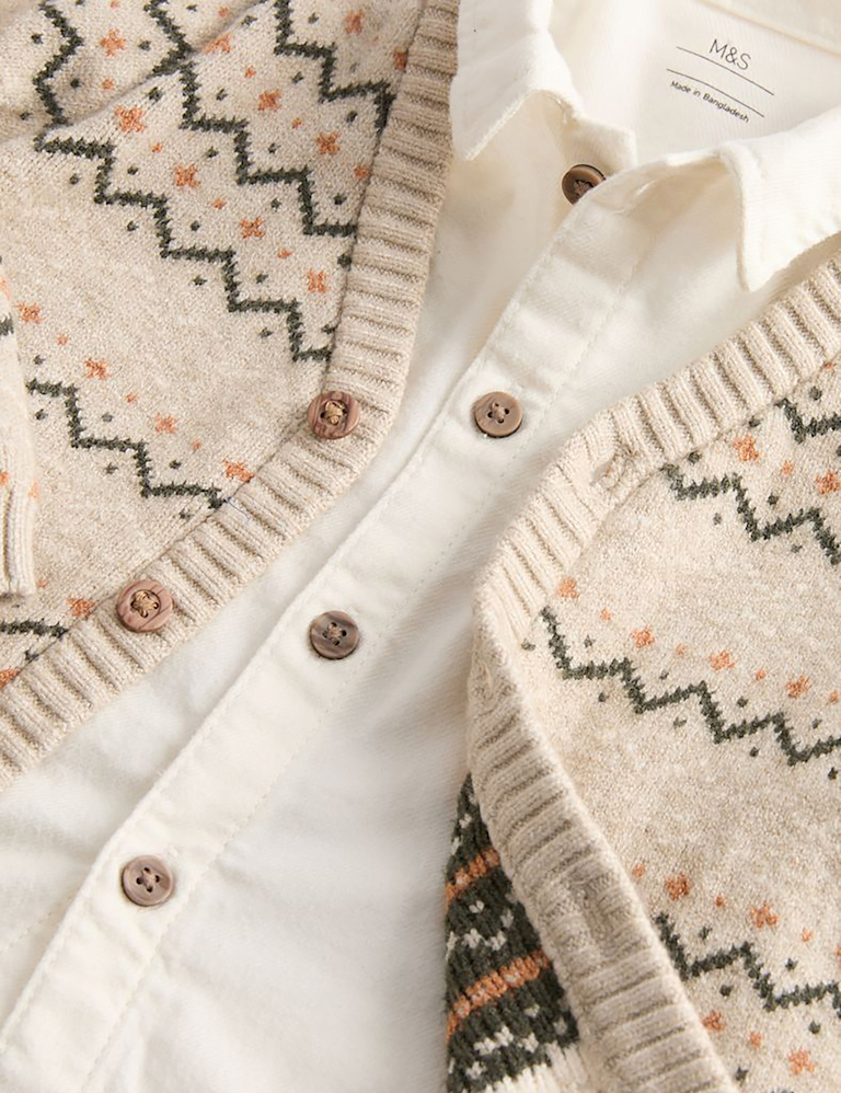 3pc Knitted Fair Isle Top & Bottom Outfit (0-3 Yrs)