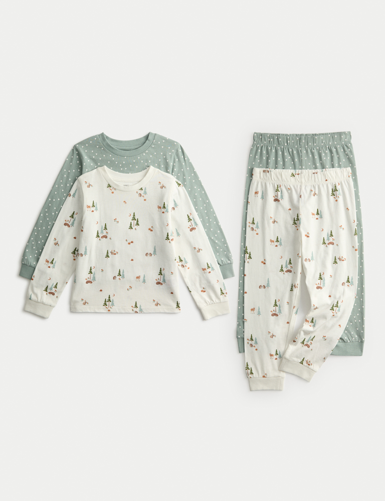 2 Pack Pure Cotton Woodland Pyjama Sets (1-8 Yrs)