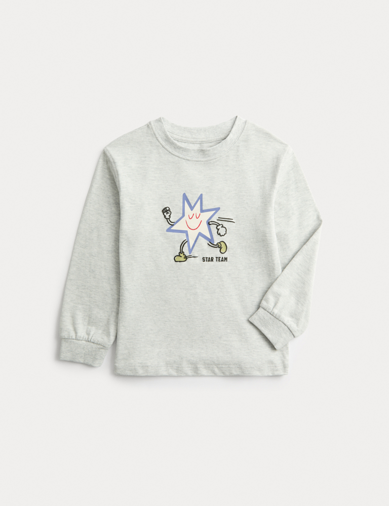 Pure Cotton Star Graphic Long Sleeve Top (2-8 Yrs)