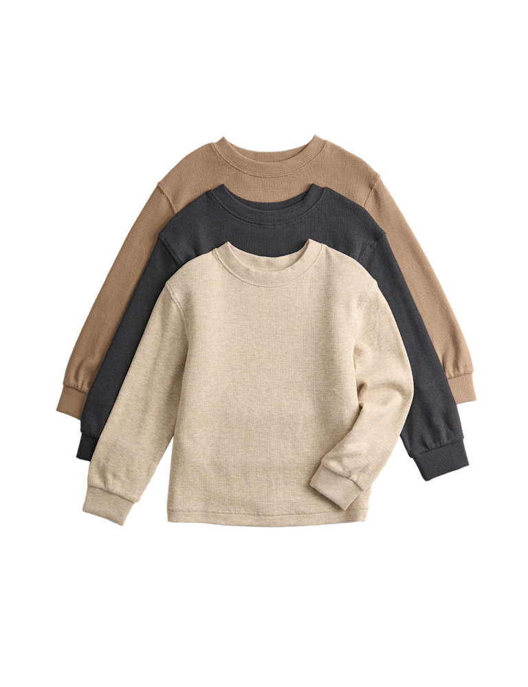 3 Pack Pure Cotton Waffle Tops (2-8 Yrs)