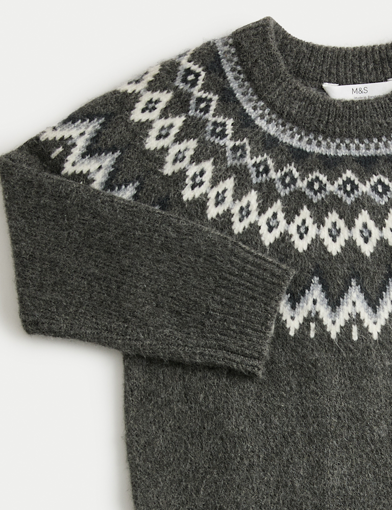 Fair Isle Crew Neck Knitted Jumper (18 Mths-10 Yrs)