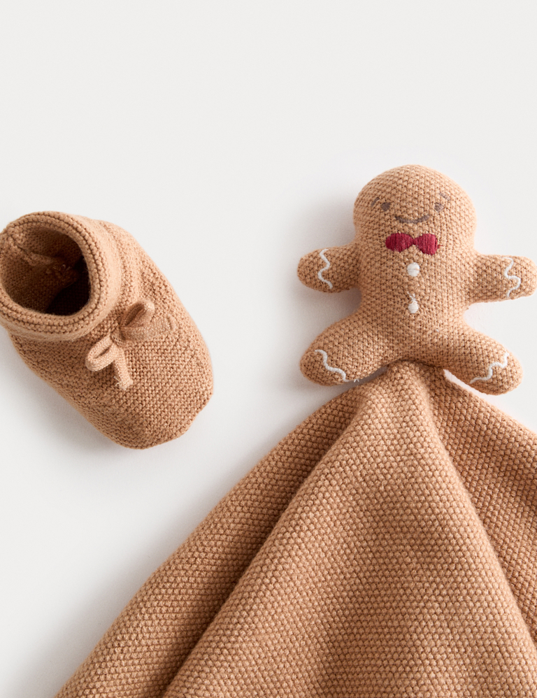 Gingerbread Comforter & Booties Set (0-12 Mths)