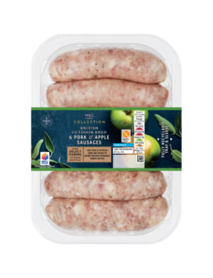 6 British Outdoor Bred Pork and Apple Sausages