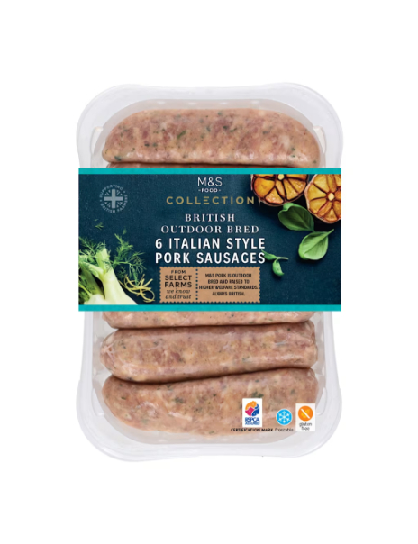 Collection British Outdoor Bred 6 Italian Style Pork Sausages