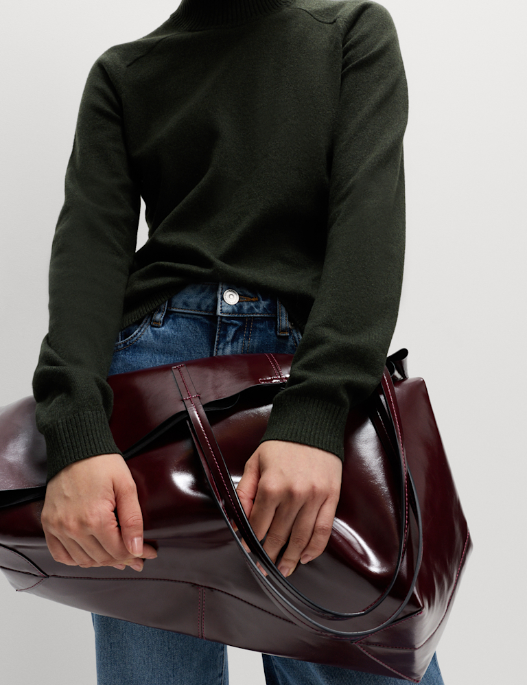 Faux Leather Oversized Tote Bag