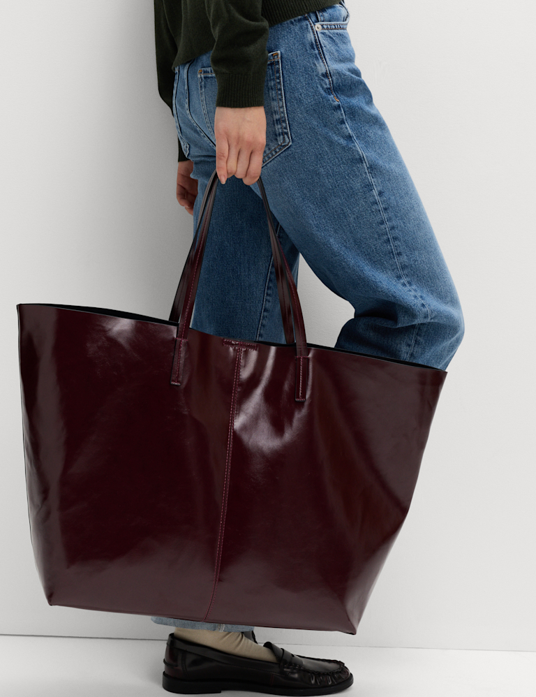 Faux Leather Oversized Tote Bag
