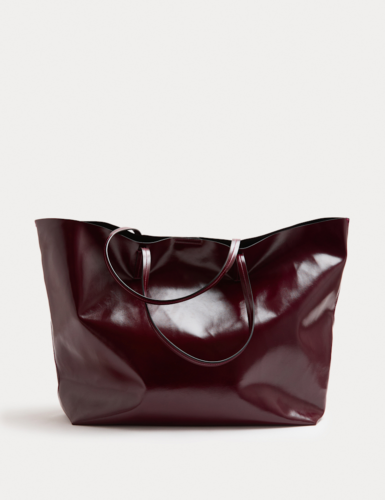 Faux Leather Oversized Tote Bag